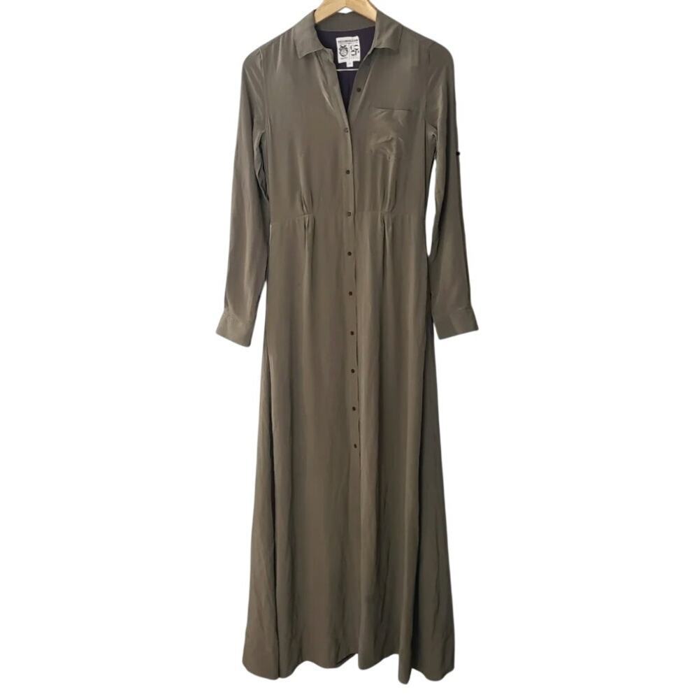 Trovata x Barneys NY Co-op Silk Maxi Dress XS Olive